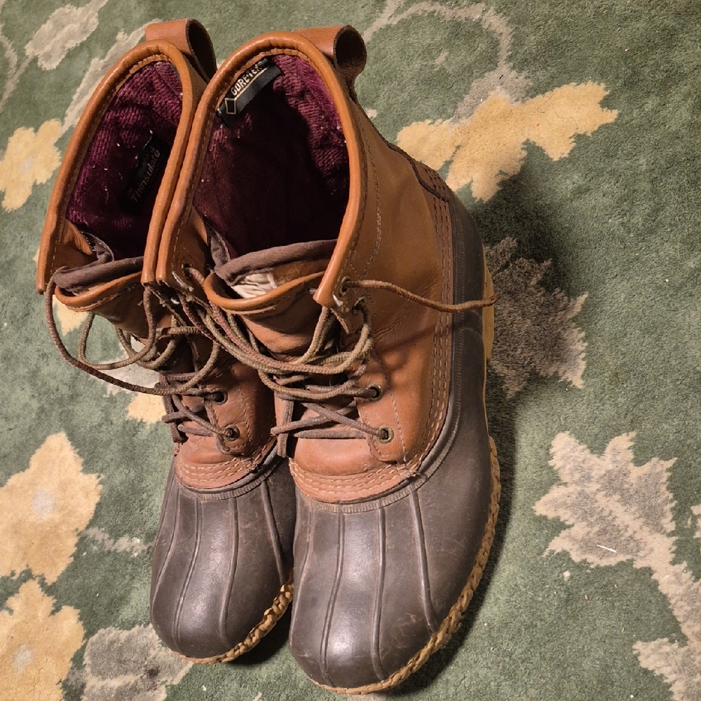 L.L. Bean Two-Tone Brown Leather and Dark Brown Rubber Duck Boots